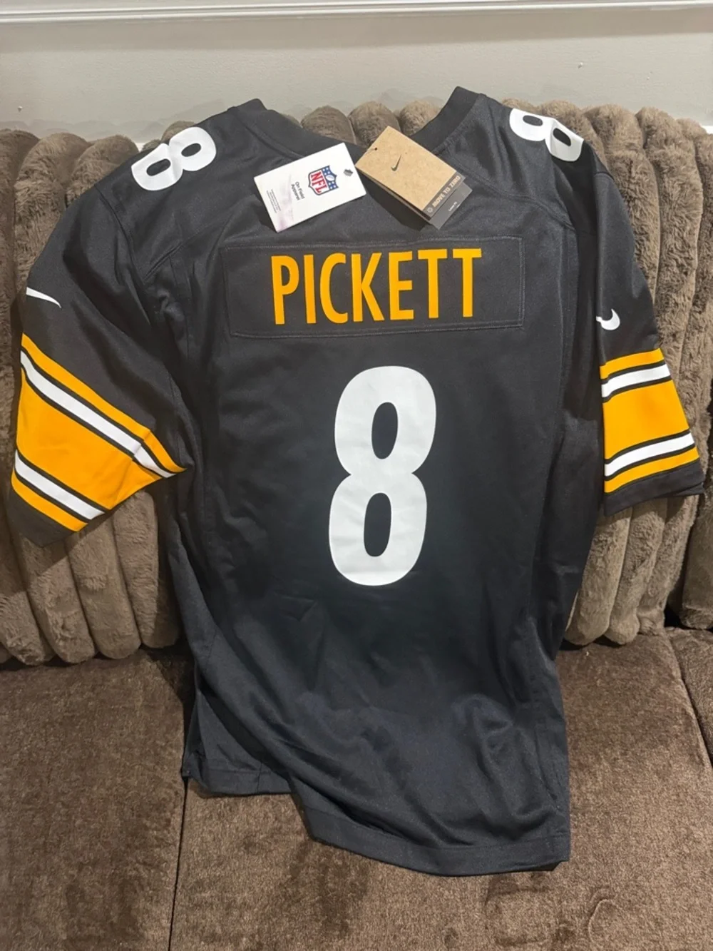Nike Black & Gold #8 Steelers Football Jersey